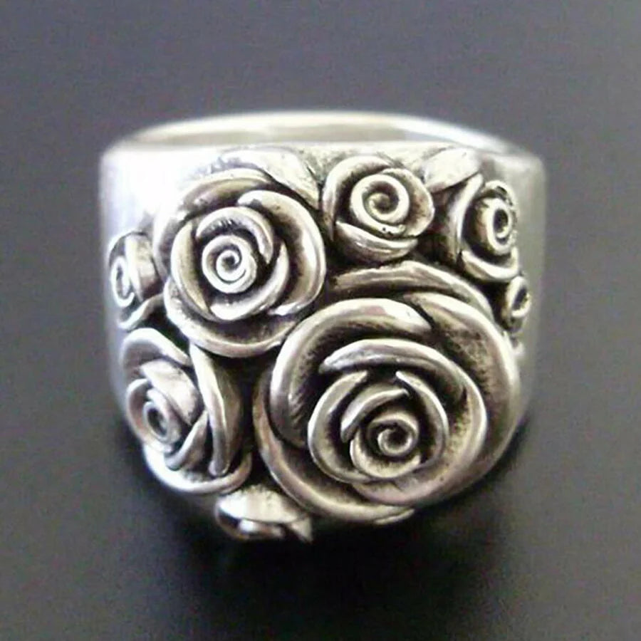 Elegant Handcrafted Rose Bouquet Statement Ring