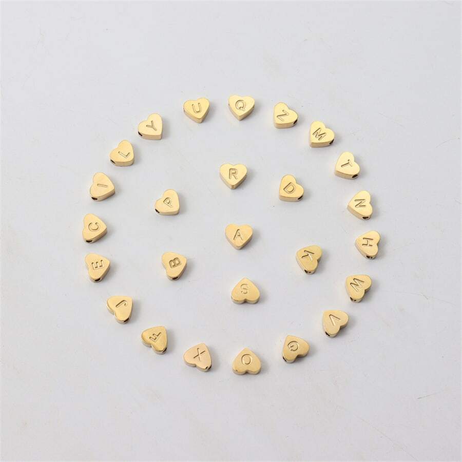 Personalized Pearl Bead Bracelet with Heart Initial Charm