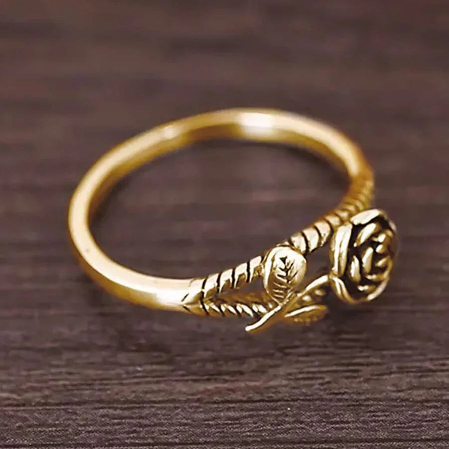 Elegant Retro Style Rose Flower Ring