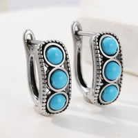 Vintage Minimalist Triple Turquoise Hoop Earrings