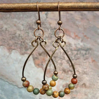 Bohemian Vintage Copper Colour Water Drop Beaded Earrings