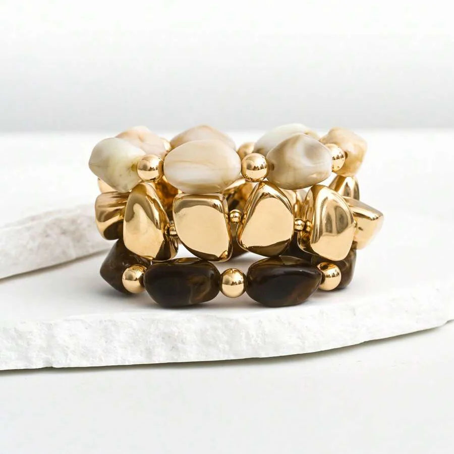 Bohemian Retro Geometric Thick Acrylic Beaded Bracelet