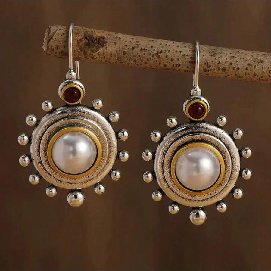 Vintage Geometric Baroque Style Silver Plated Earrings