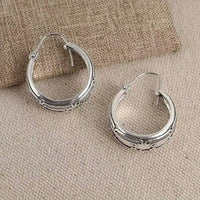 Vintage Bohemian Engraved Flower Pattern Dangle Earring