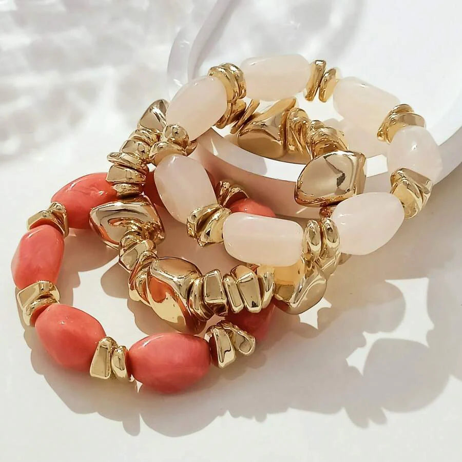 Bohemian Retro Geometric Thick Acrylic Beaded Bracelet