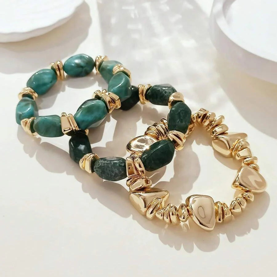 Bohemian Retro Geometric Thick Acrylic Beaded Bracelet