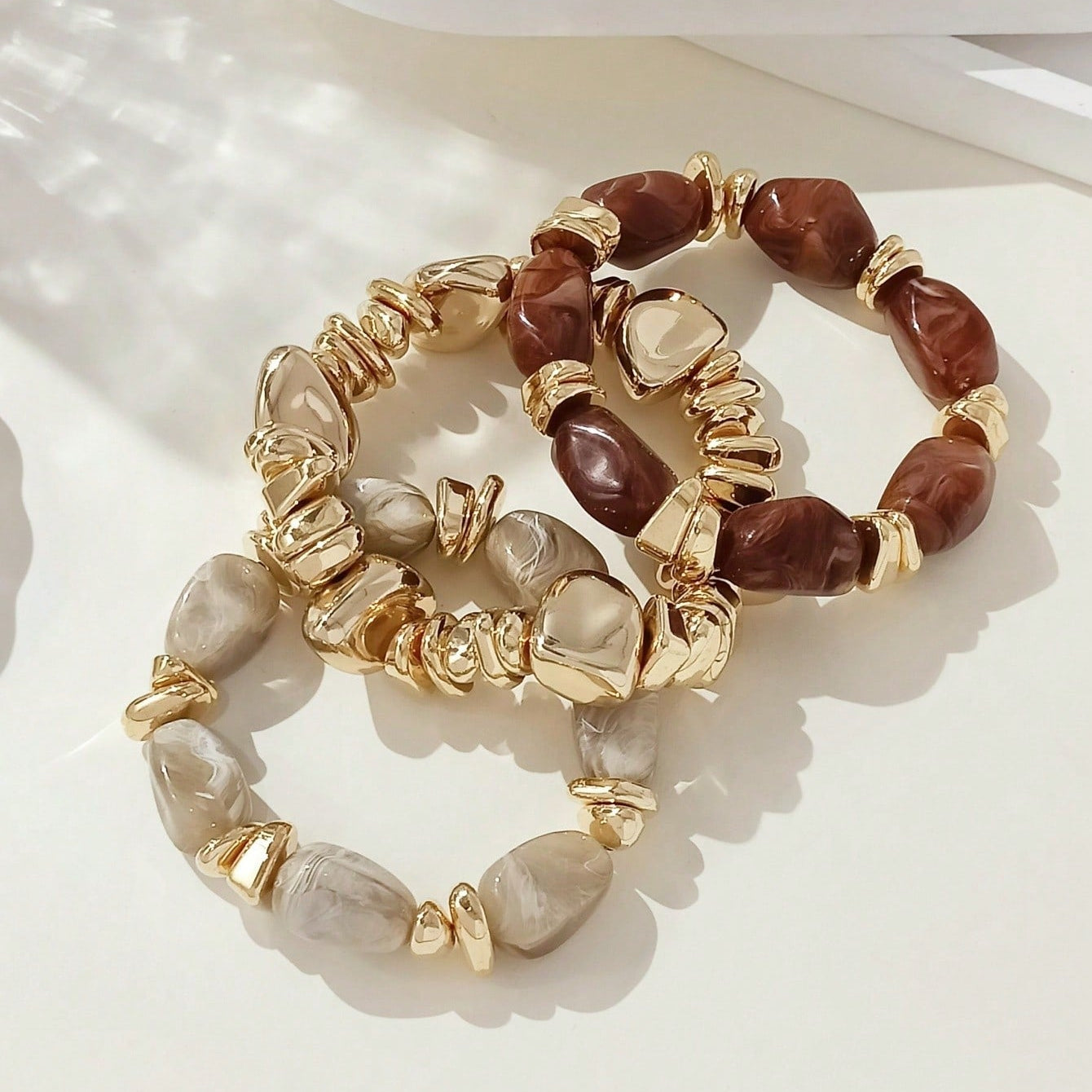 Bohemian Retro Geometric Thick Acrylic Beaded Bracelet