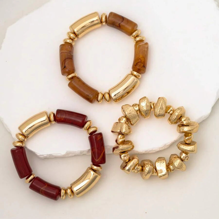 Bohemian Retro Geometric Thick Acrylic Beaded Bracelet