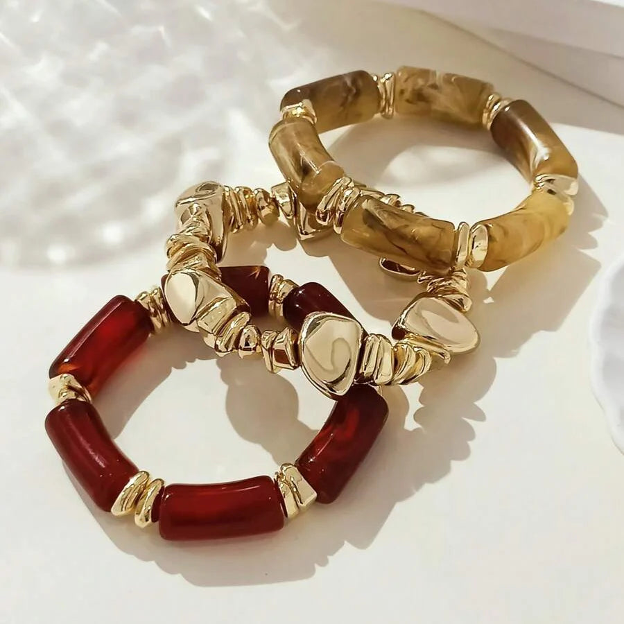 Bohemian Retro Geometric Thick Acrylic Beaded Bracelet