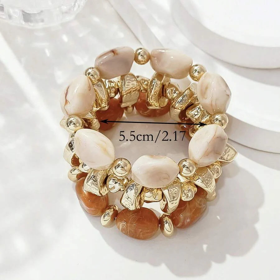 Bohemian Retro Geometric Thick Acrylic Beaded Bracelet