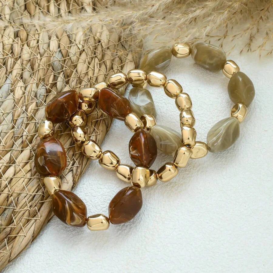 Bohemian Retro Geometric Thick Acrylic Beaded Bracelet