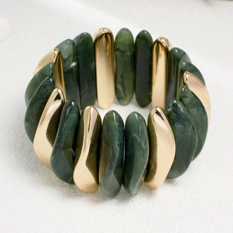 Bohemian Retro Geometric Thick Acrylic Beaded Bracelet