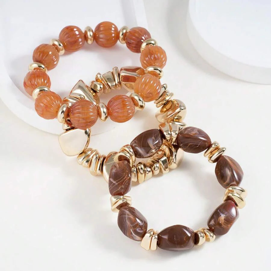 Bohemian Retro Geometric Thick Acrylic Beaded Bracelet