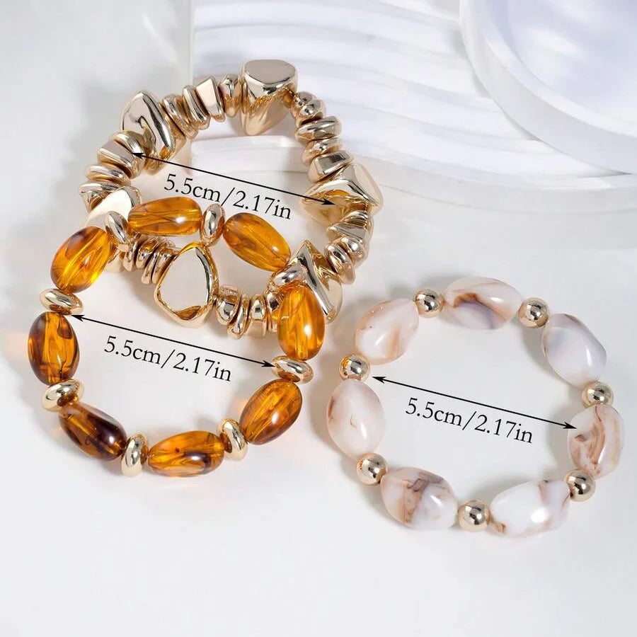 Bohemian Retro Geometric Thick Acrylic Beaded Bracelet