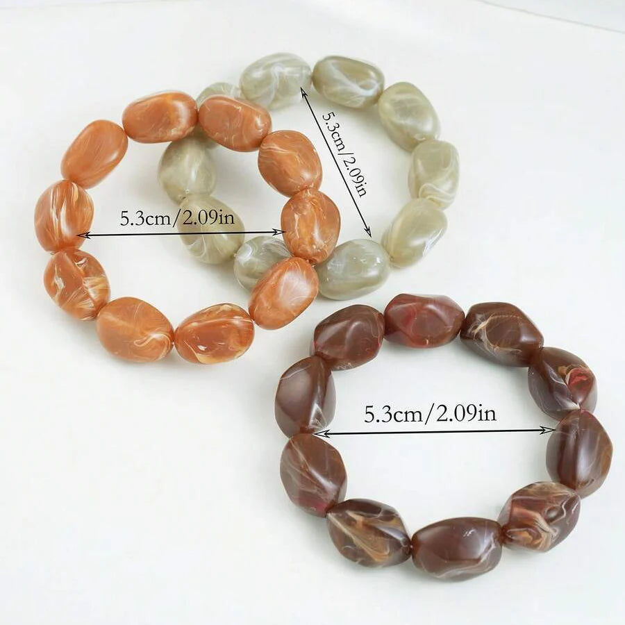 Bohemian Retro Geometric Thick Acrylic Beaded Bracelet