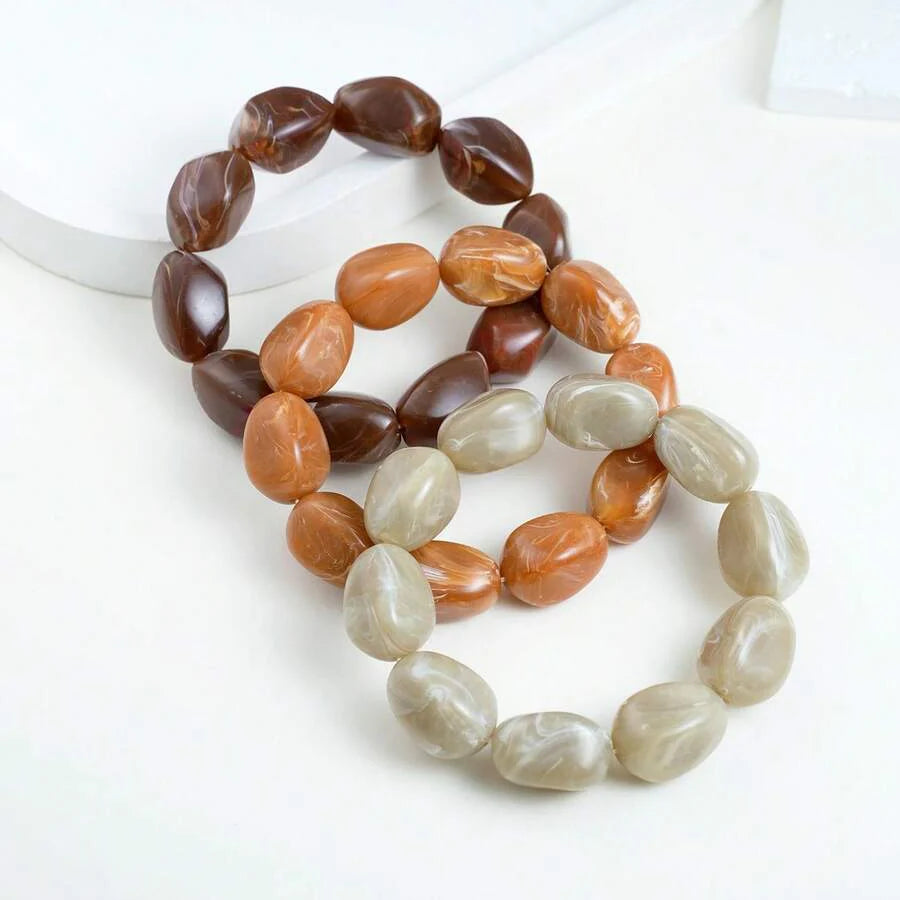 Bohemian Retro Geometric Thick Acrylic Beaded Bracelet