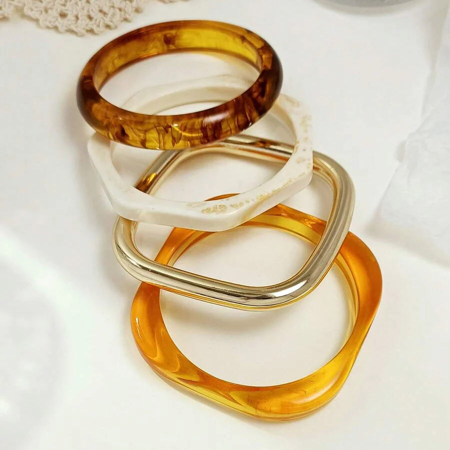 Bohemian Retro Geometric Thick Acrylic Beaded Bracelet