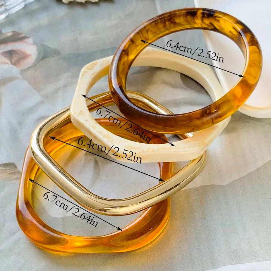 Bohemian Retro Geometric Thick Acrylic Beaded Bracelet