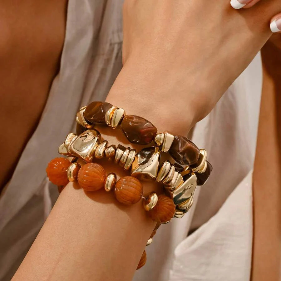 Bohemian Retro Geometric Thick Acrylic Beaded Bracelet