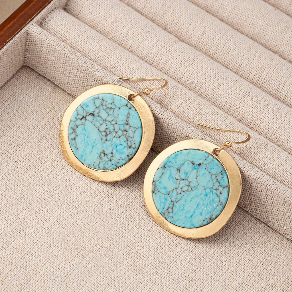 Vintage Style Bohemian Round Turquoise Earrings