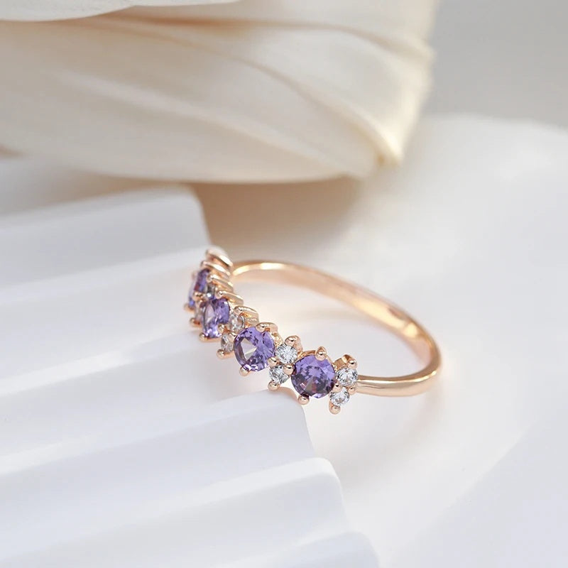 Elegant Purple Zirconia Diamond Accent Band Ring