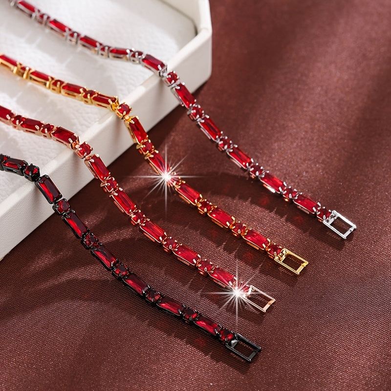 Elegant Vintage Zirconia Ruby Gold Plated Bracelet