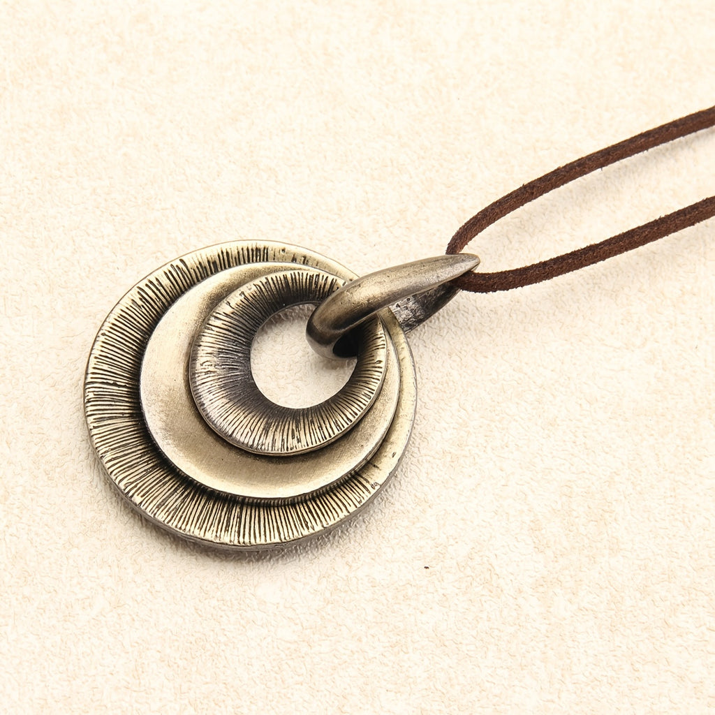 Vintage Style Layered Zinc Alloy Disc Long Pendant Necklace