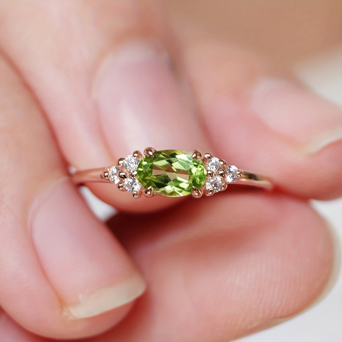 Bohemian Style Classic Oval Zirconia Rose Gold Plated Ring