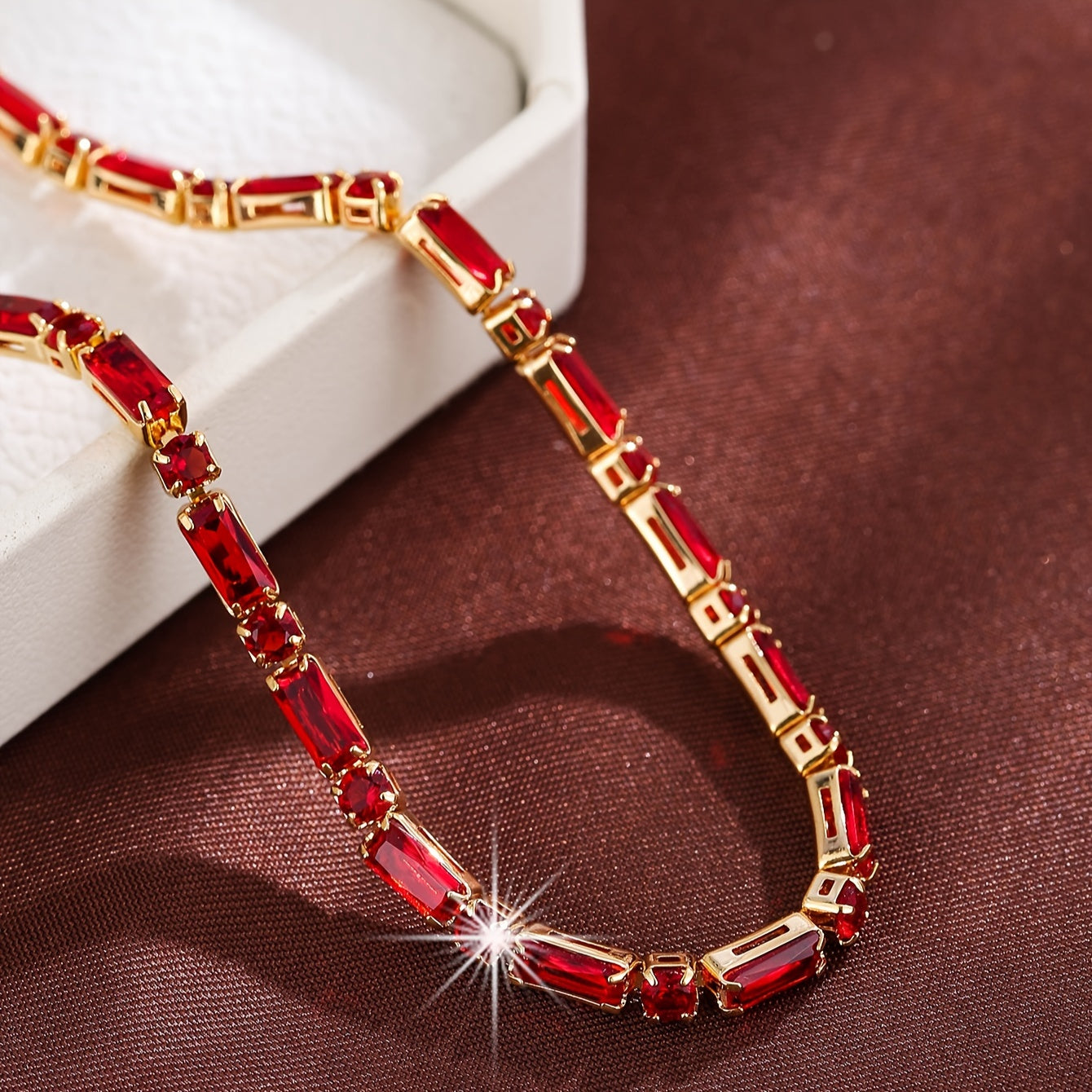 Elegant Vintage Zirconia Ruby Gold Plated Bracelet
