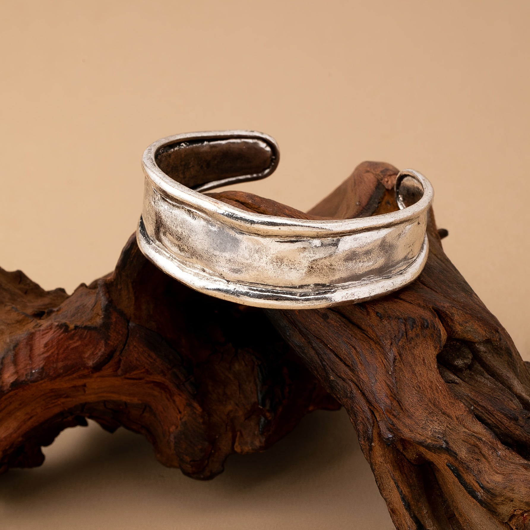 Vintage Minimalist Gold Plated Wide Cuff Bracelet