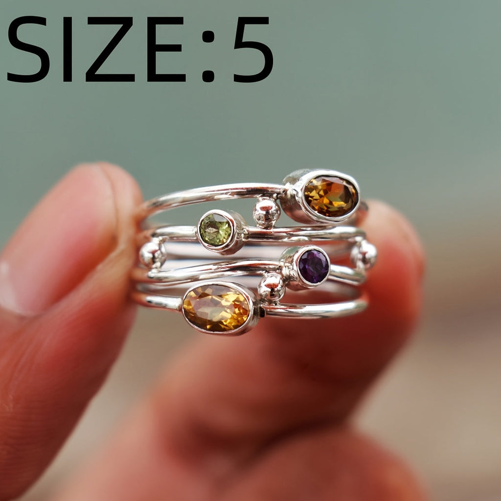 Bohemian Multicolor Gemstone Stacking Ring
