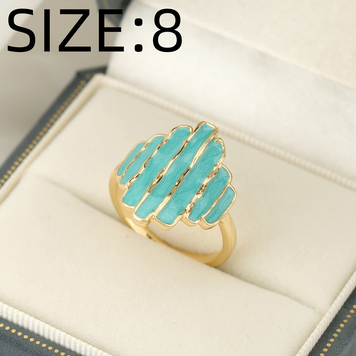 Bohemian Painted Oil Irregular Rock Edge Mint Green Ring