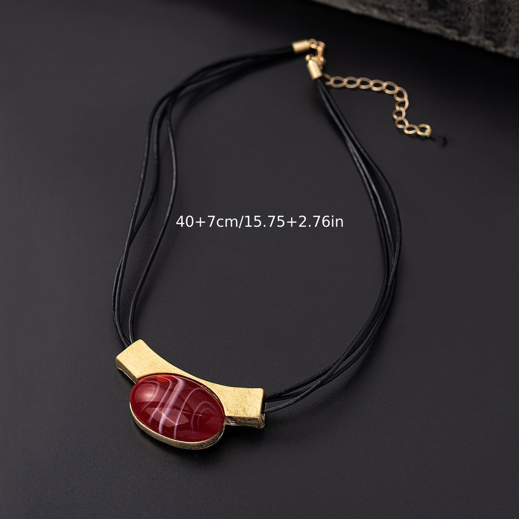 Elegant Bohemian Gemstone Gold Plated Necklace