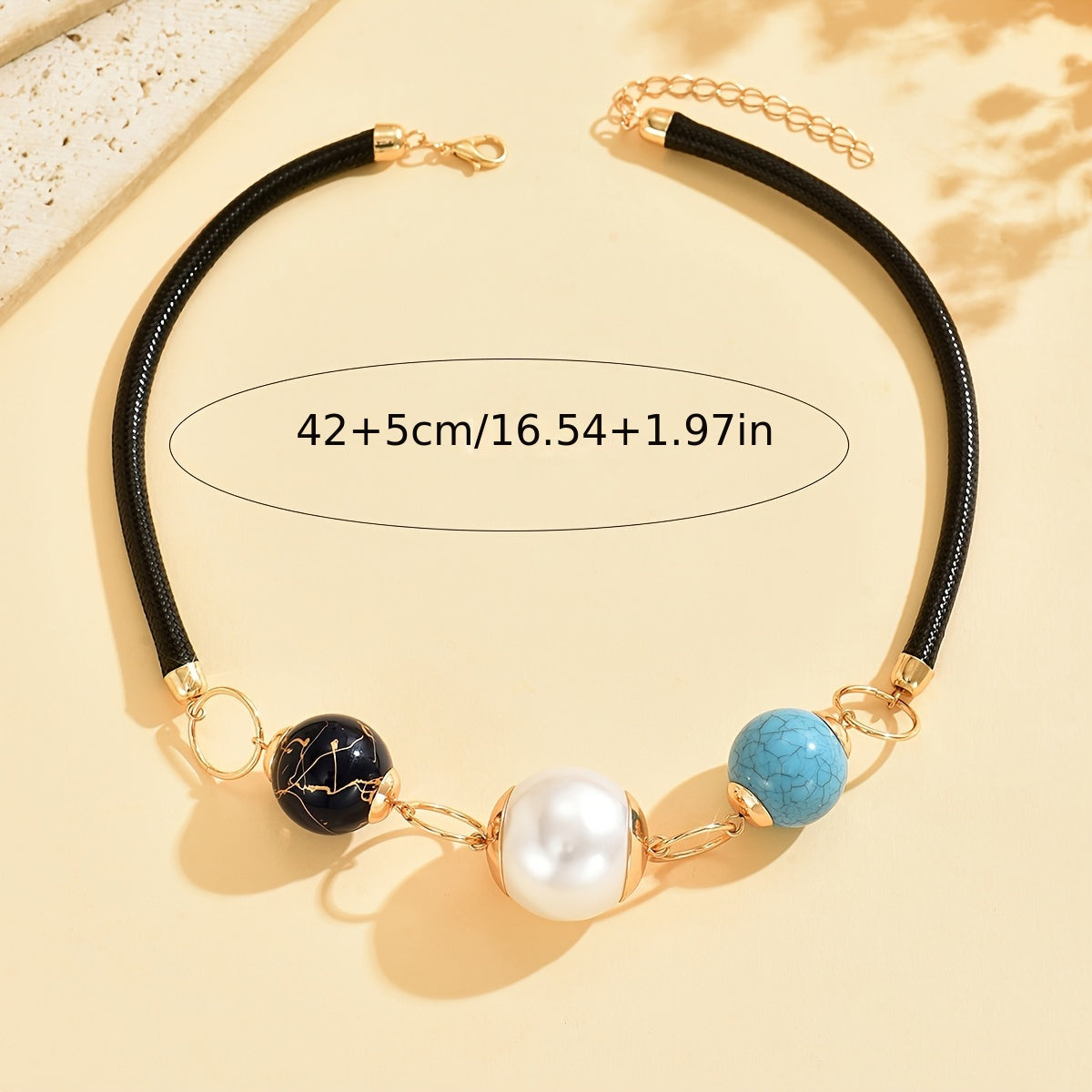 Bohemian Minimalist Pearl & Turquoise Bead Necklace