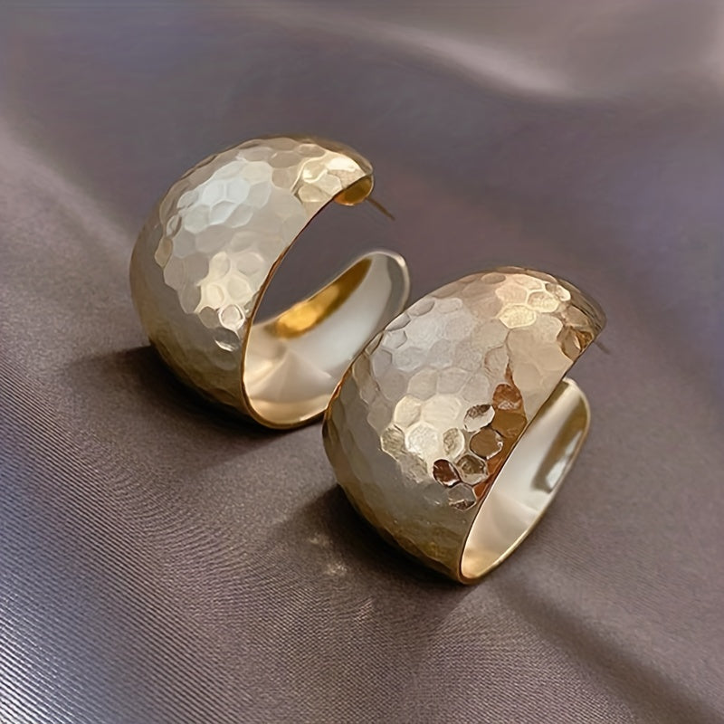 Vintage Wide C Shaped Hoop Earrings