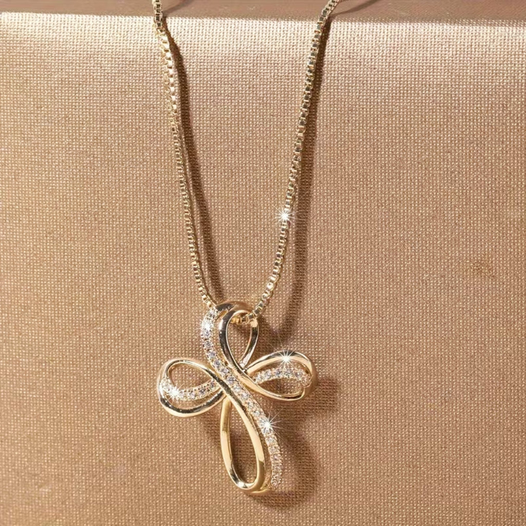 Pavé Infinity Cross Necklace