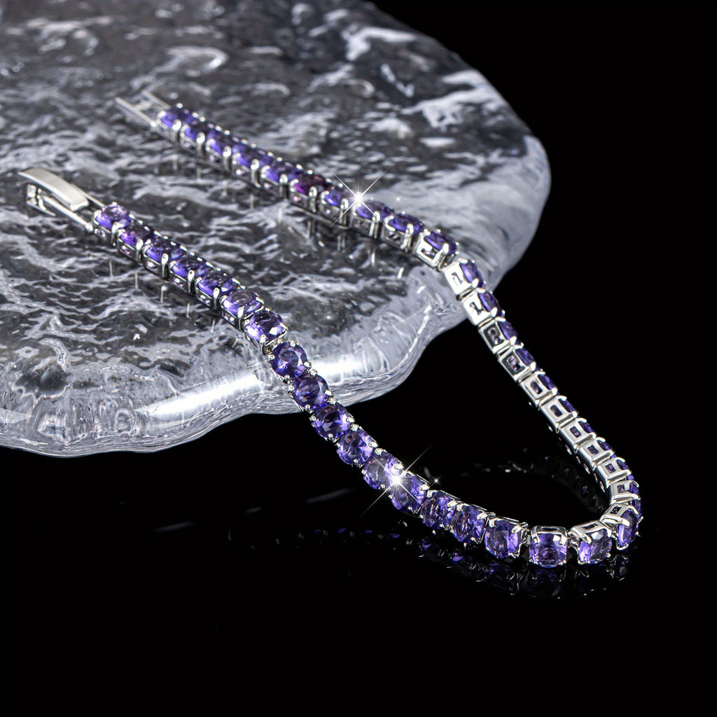 Elegant Boho Purple Zirconia Crystal Tennis Bracelet