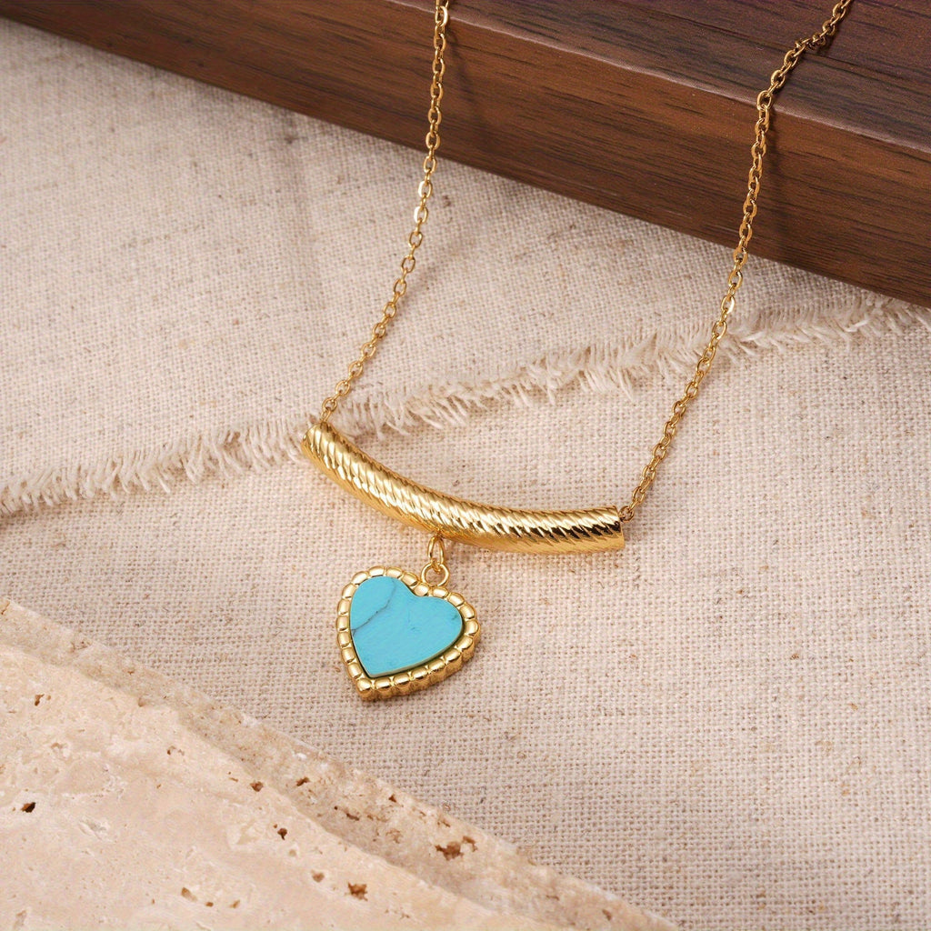 Bohemian Heart Shaped Turquoise Pendant Necklace