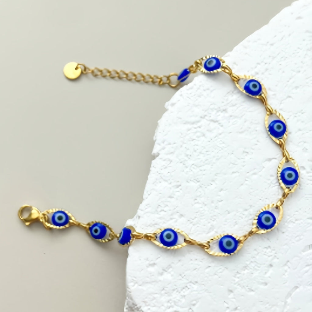 Minimalist Evil Eye Gold Plated Tennis Bracelet