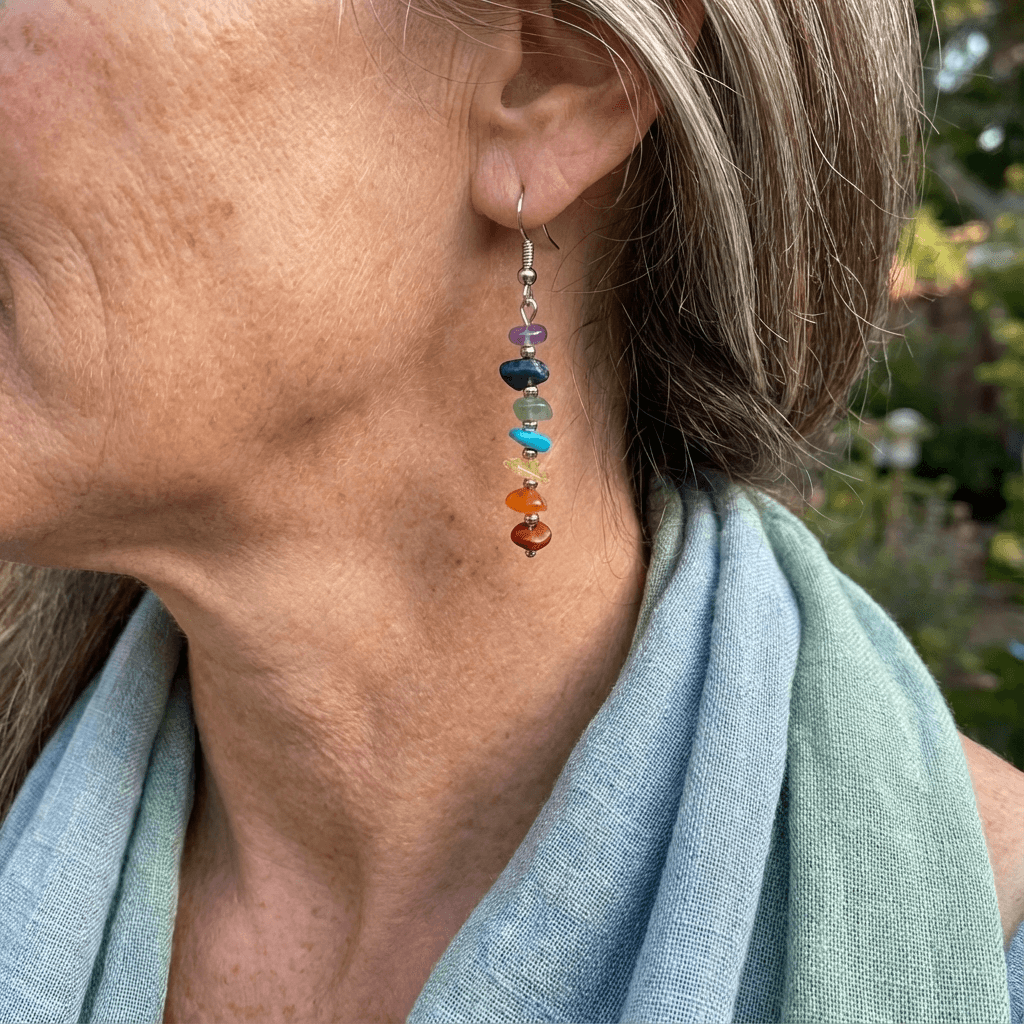 Boho Colorful Natural Gemstone Drop Earrings