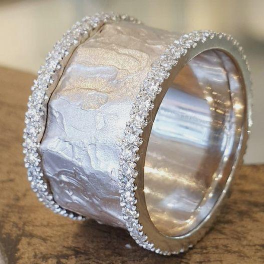 Vintage Wide Silver Plated Statement Ring