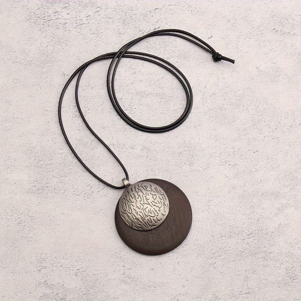 Bohemian Retro Style Spiral Medallion Pendant Long Necklace