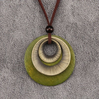 Vintage Style Layered Zinc Alloy Disc Long Pendant Necklace