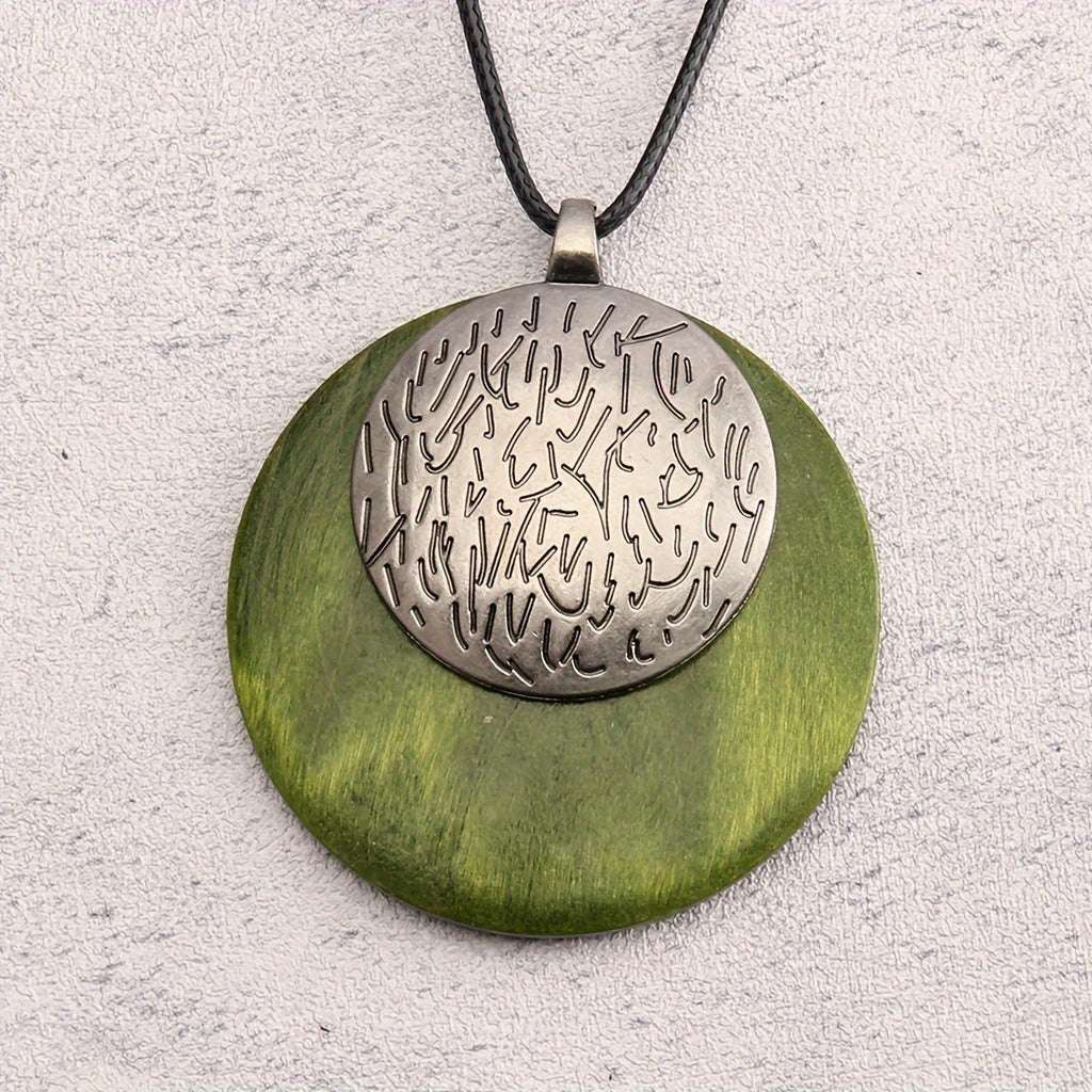 Bohemian Retro Style Spiral Medallion Pendant Long Necklace