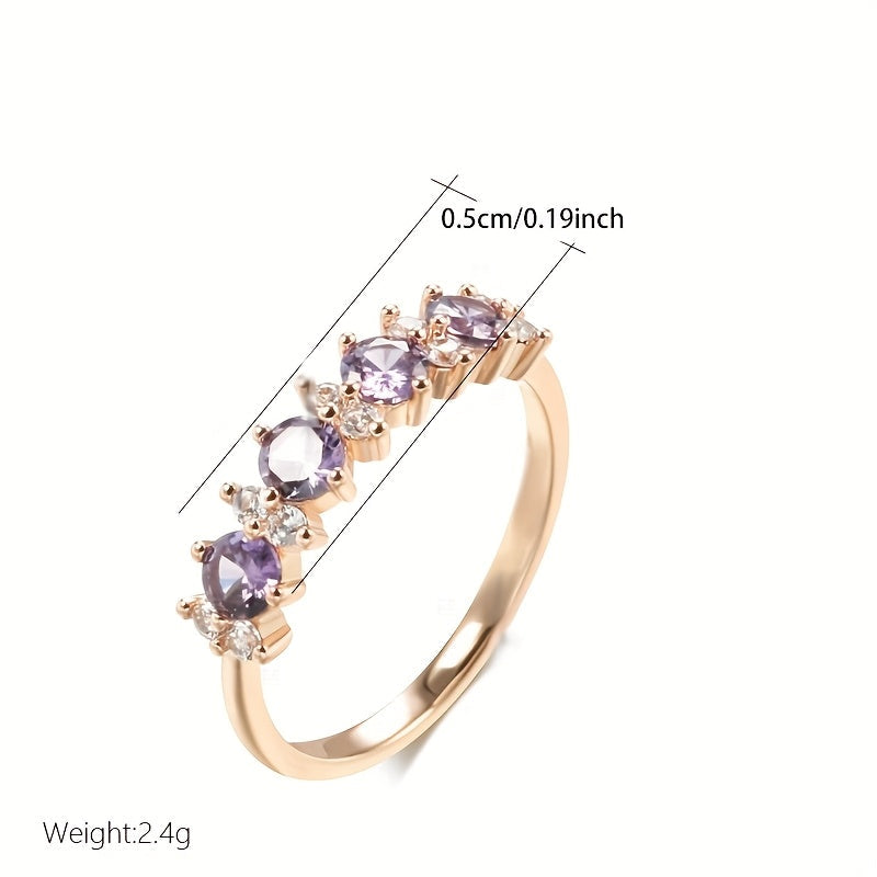 Elegant Purple Zirconia Diamond Accent Band Ring