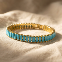 Gold Turquoise Rectangular Inlay Bracelet