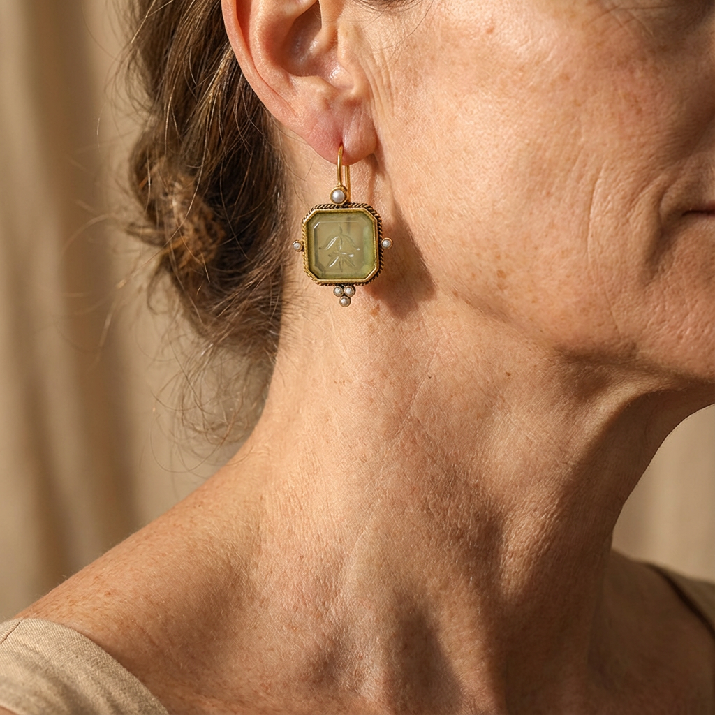 Vintage Pearl Geometric Pendant Drop Earrings