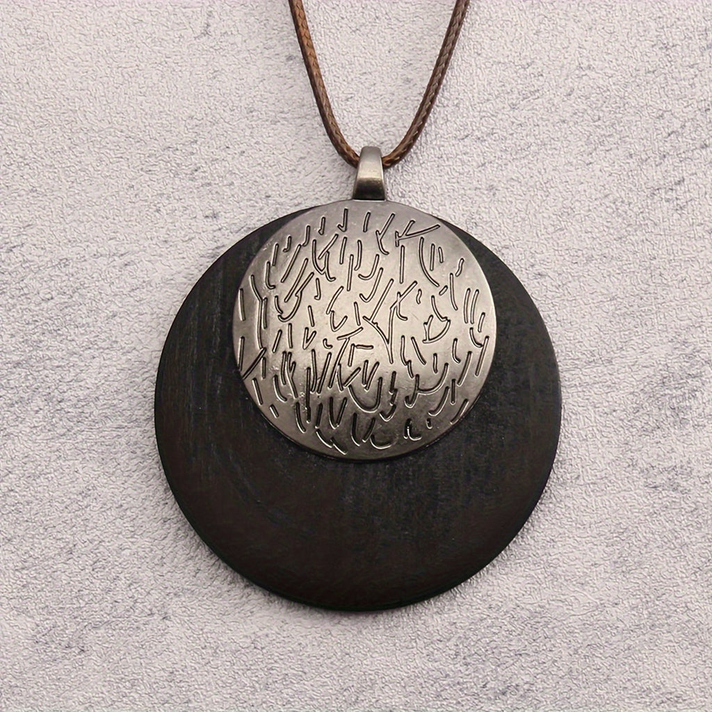 Bohemian Retro Style Spiral Medallion Pendant Long Necklace