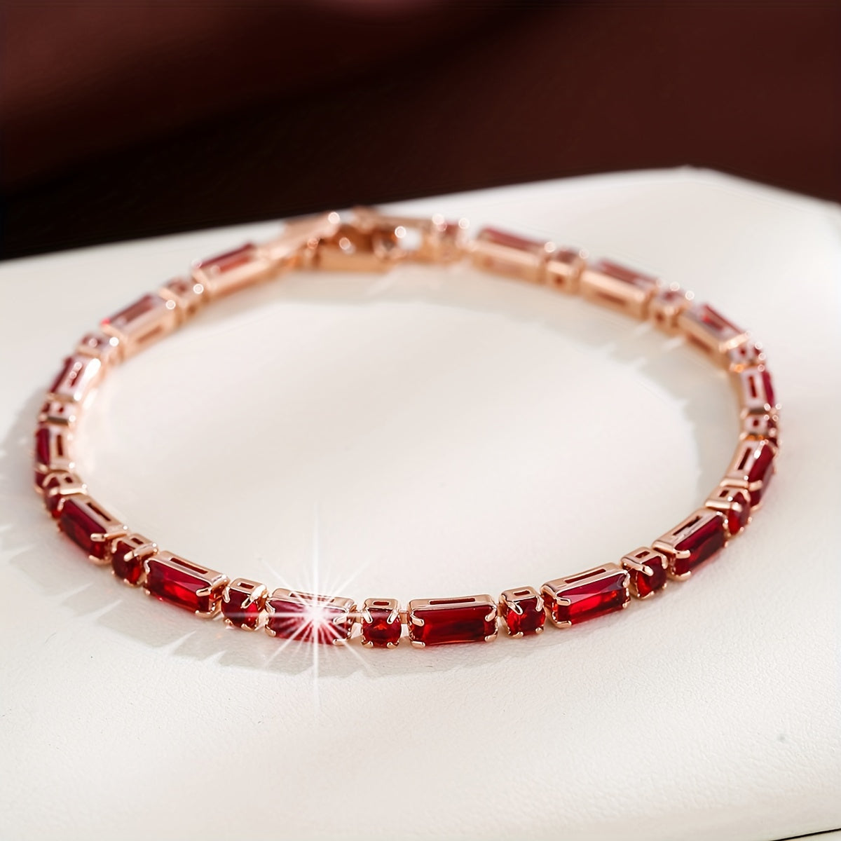 Elegant Vintage Zirconia Ruby Gold Plated Bracelet