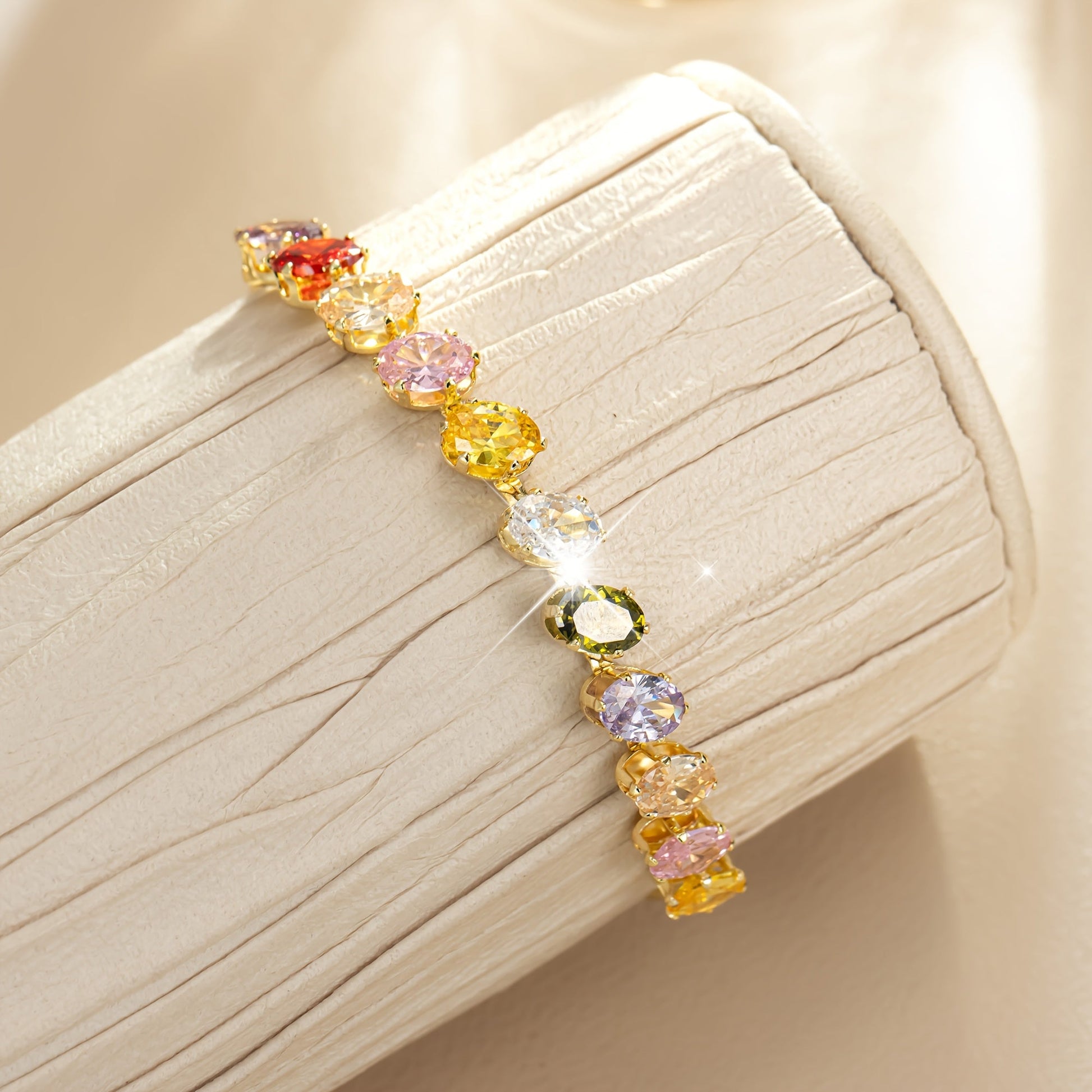 Minimalist Colorful Zirconia Gemstone Adjustable Tennis Bracelet